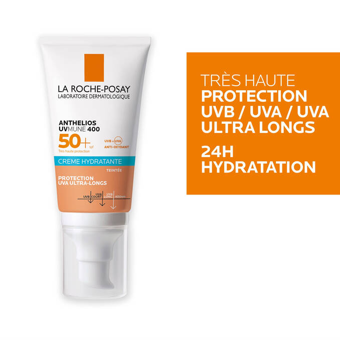 Crème solaire peau sensible teintée SPF50+
