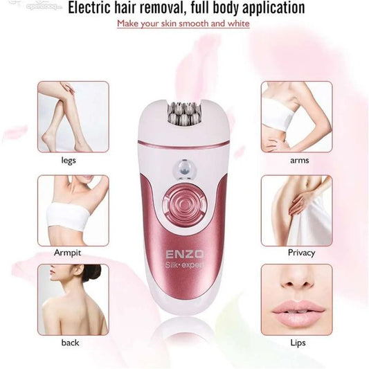 ENZO PROFESSIONAL kit d'epilation professionel 4en1 pour une peau douce et lisse silk expert 9-rose