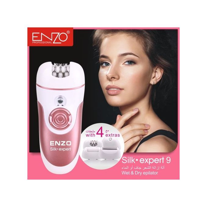 ENZO PROFESSIONAL kit d'epilation professionel 4en1 pour une peau douce et lisse silk expert 9-rose