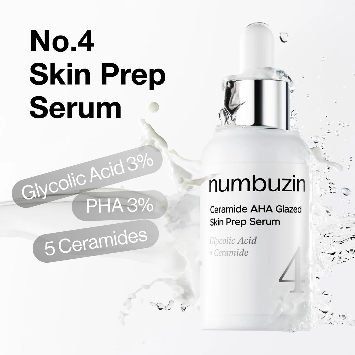 Numbuzin No.4 Ceramide AHA Glazed Skin Prep Serum 30ml