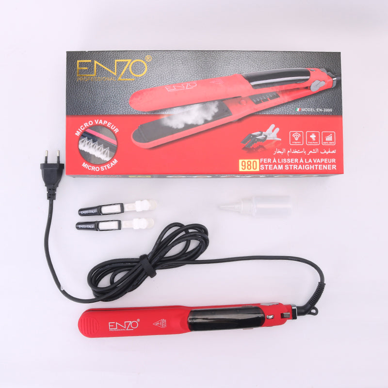 ENZO EN-3999 Lisseur & Boucleur Infrarouge à Vapeur ROUGE