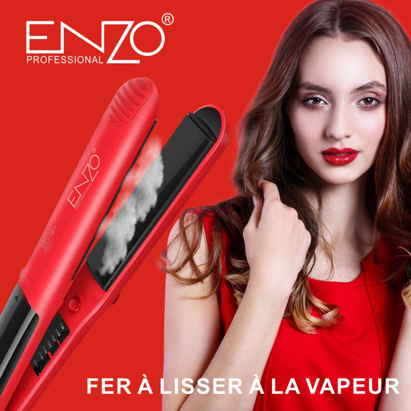 ENZO EN-3999 Lisseur & Boucleur Infrarouge à Vapeur ROUGE