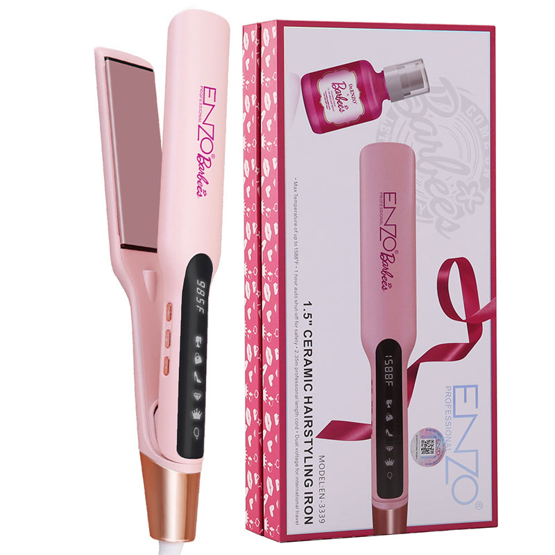 ENZO Fer à Lisser Professionnel avec Affichage de Température ROSE