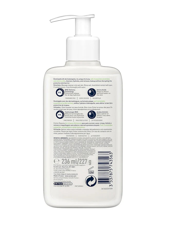 CeraVe Crème Moussante Nettoyante Hydratante