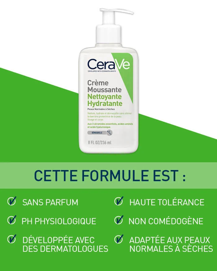 CeraVe Crème Moussante Nettoyante Hydratante